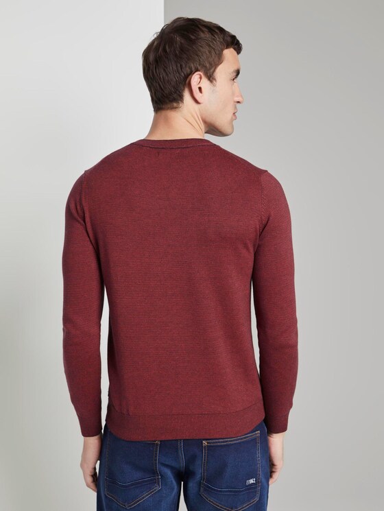 gestreifter Pullover - Männer - red fine stripe gestreifter Pullover - Männer - red fine stripe - 2 - TOM TAILOR
