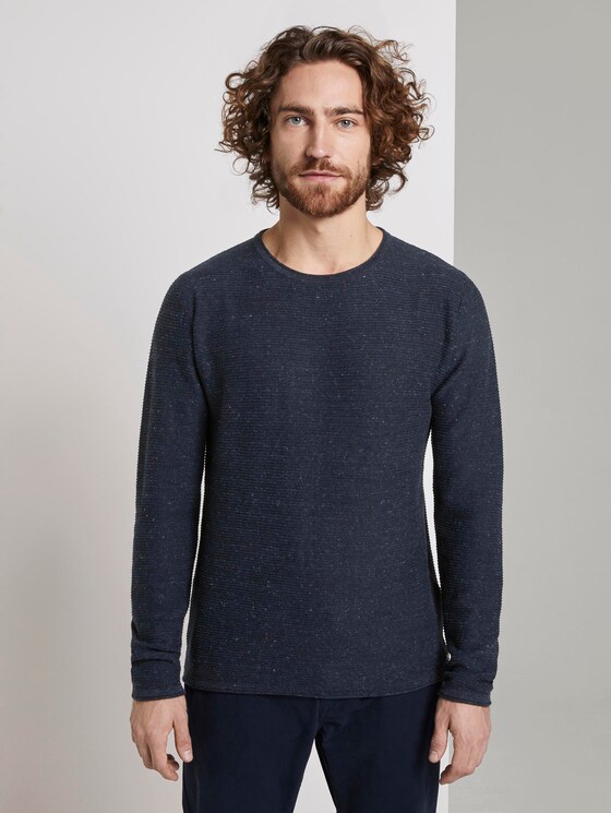 Strukturiertes Sweatshirt - Männer - navy grey heather melange Strukturiertes Sweatshirt - Männer - navy grey heather melange - 1 - TOM TAILOR