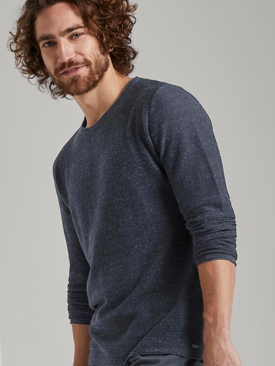 Strukturiertes Sweatshirt - Männer - navy grey heather melange Strukturiertes Sweatshirt - Männer - navy grey heather melange - 5 - TOM TAILOR