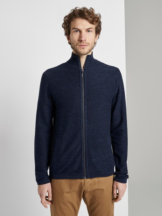 Strukturierter Cardigan - Männer - navy grey heather melange Strukturierter Cardigan - Männer - navy grey heather melange - 1 - TOM TAILOR