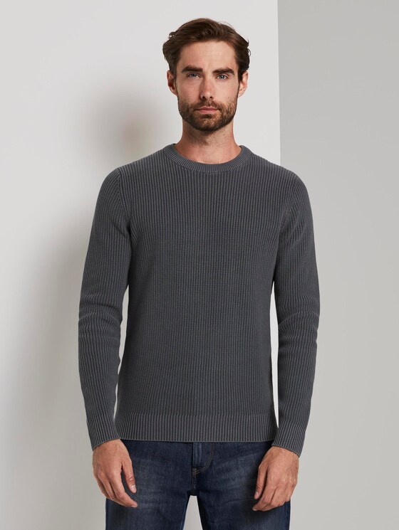 Pullover mit Rundhalsausschnitt - Männer - Cyber Grey Pullover mit Rundhalsausschnitt - Männer - Cyber Grey - 1 - TOM TAILOR