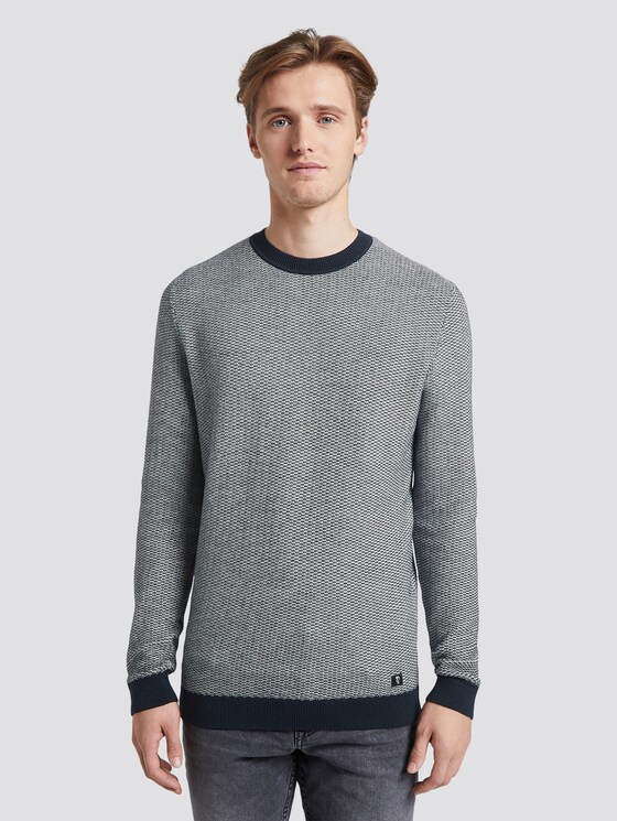 Pullover in Jacquard Optik - Männer - blue two toned jacquard Pullover in Jacquard Optik - Männer - blue two toned jacquard - 1 - TOM TAILOR Denim