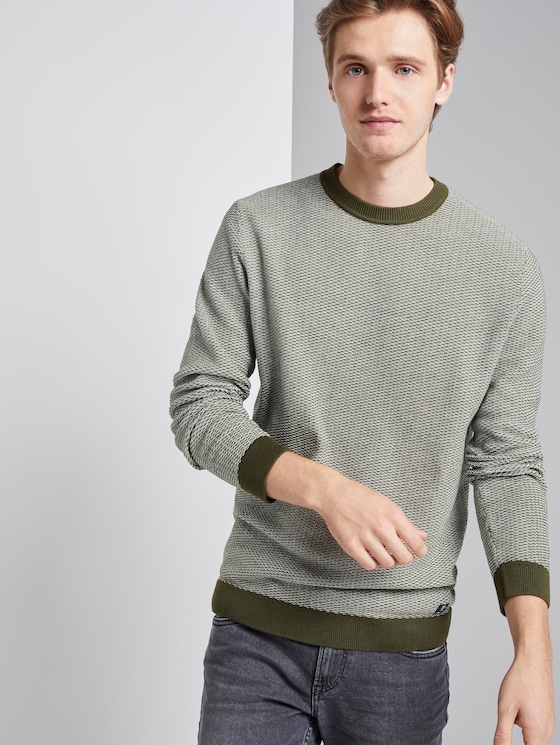 Pullover in Jacquard Optik - Männer - khaki two toned jacquard Pullover in Jacquard Optik - Männer - khaki two toned jacquard - 5 - TOM TAILOR Denim