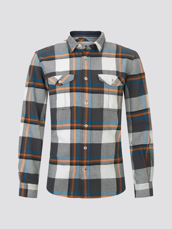 Flanellhemd - Männer - grey white big check Flanellhemd - Männer - grey white big check - 7 - TOM TAILOR