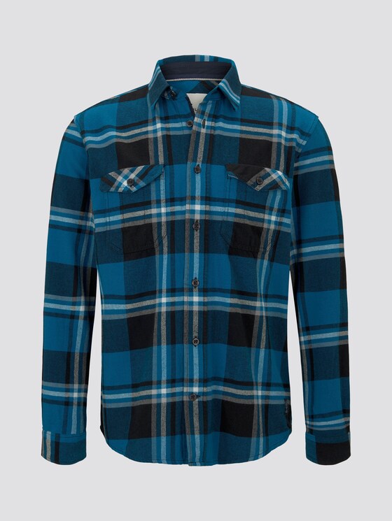 Flannel shirt - Men - blue black big check Flannel shirt - Men - blue black big check - 7 - TOM TAILOR