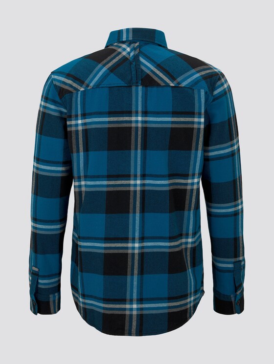 Flannel shirt - Men - blue black big check Flannel shirt - Men - blue black big check - 8 - TOM TAILOR