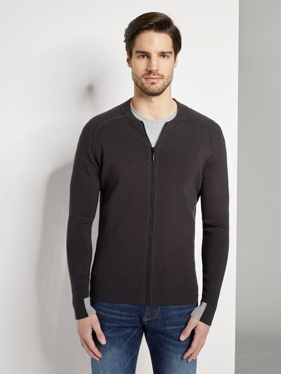 moderne College-Strickjacke - Männer - Dark Greyish Black moderne College-Strickjacke - Männer - Dark Greyish Black - 1 - TOM TAILOR