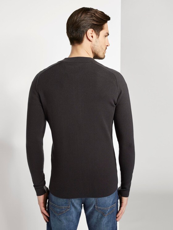 moderne College-Strickjacke - Männer - Dark Greyish Black moderne College-Strickjacke - Männer - Dark Greyish Black - 2 - TOM TAILOR