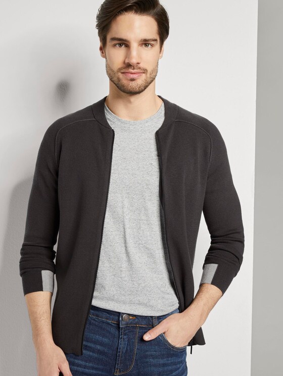 moderne College-Strickjacke - Männer - Dark Greyish Black moderne College-Strickjacke - Männer - Dark Greyish Black - 5 - TOM TAILOR