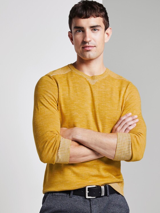 knitted jumper in blended look - Men - golden nugget knitted jumper in blended look - Men - golden nugget - 5 - TOM TAILOR