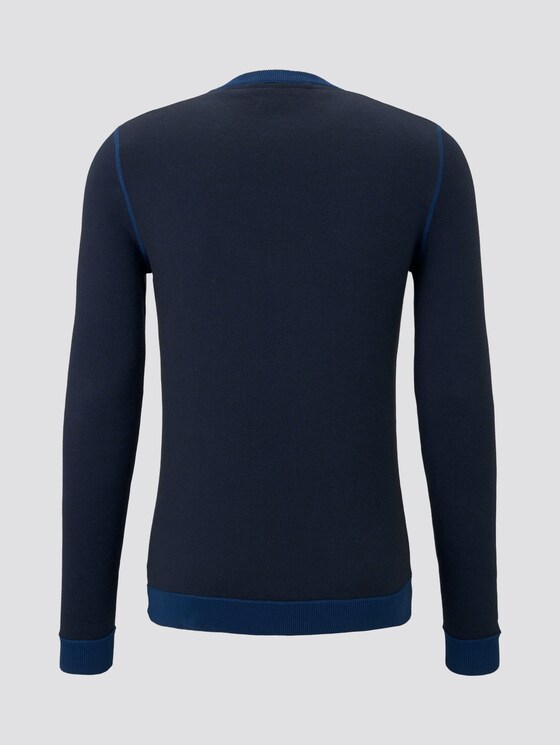 strukturierter Strickpullover - Männer - dark grey blue birdseye strukturierter Strickpullover - Männer - dark grey blue birdseye - 8 - TOM TAILOR