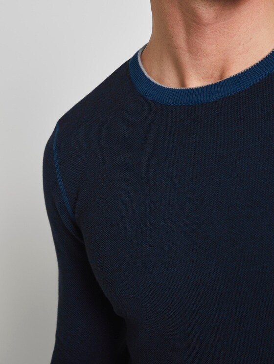 strukturierter Strickpullover - Männer - dark grey blue birdseye strukturierter Strickpullover - Männer - dark grey blue birdseye - 9 - TOM TAILOR