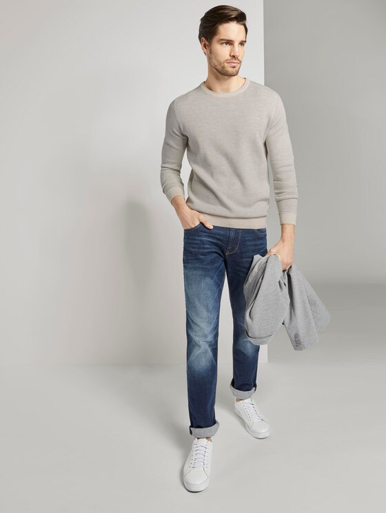 strukturierter Strickpullover - Männer - offwhite grey birdseye strukturierter Strickpullover - Männer - offwhite grey birdseye - 3 - TOM TAILOR
