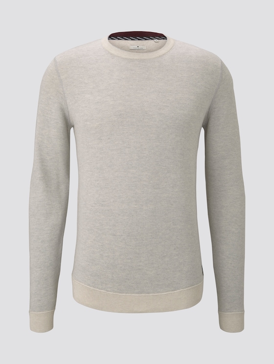 strukturierter Strickpullover - Männer - offwhite grey birdseye strukturierter Strickpullover - Männer - offwhite grey birdseye - 7 - TOM TAILOR