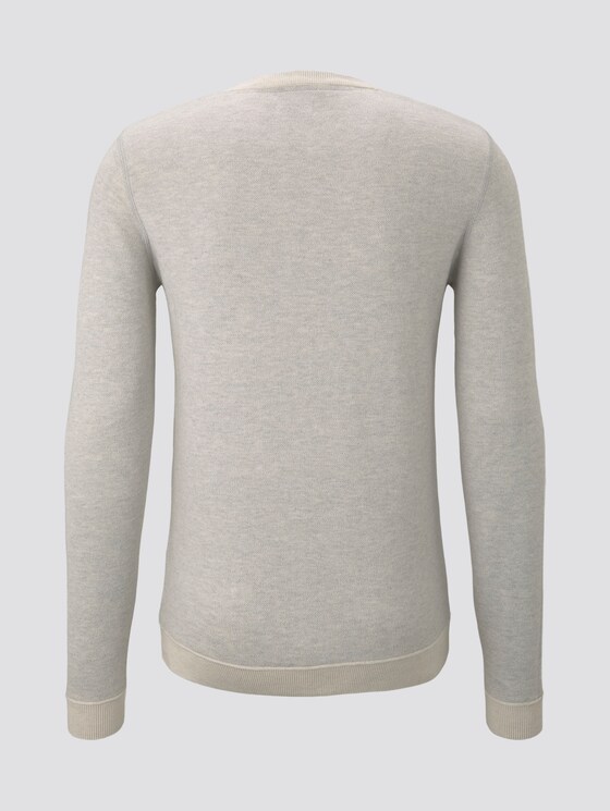 strukturierter Strickpullover - Männer - offwhite grey birdseye strukturierter Strickpullover - Männer - offwhite grey birdseye - 8 - TOM TAILOR