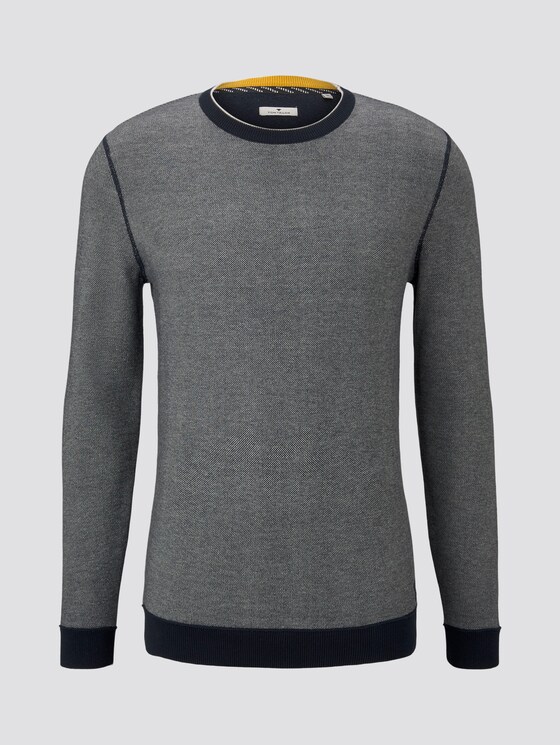 strukturierter Strickpullover - Männer - navy offwhite birdseye strukturierter Strickpullover - Männer - navy offwhite birdseye - 7 - TOM TAILOR