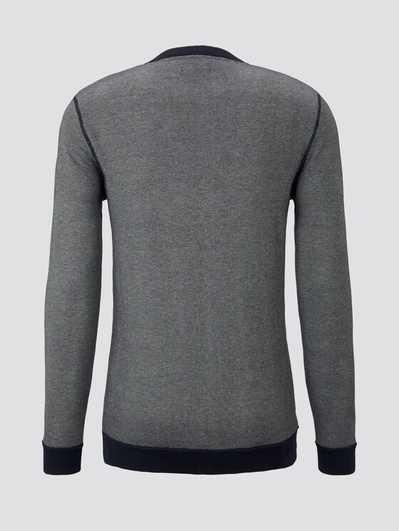 strukturierter Strickpullover - Männer - navy offwhite birdseye strukturierter Strickpullover - Männer - navy offwhite birdseye - 8 - TOM TAILOR