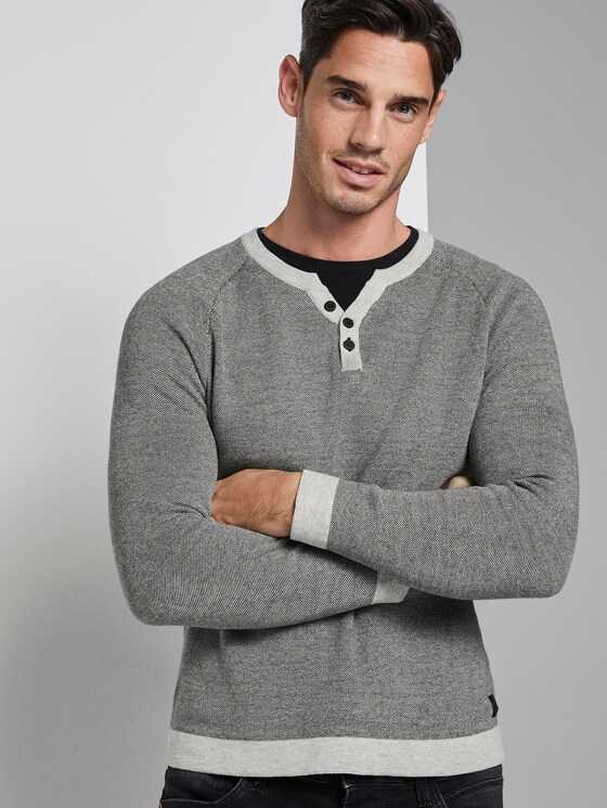 strukturierter Pullover - Männer - dark grey birdseye strukturierter Pullover - Männer - dark grey birdseye - 5 - TOM TAILOR