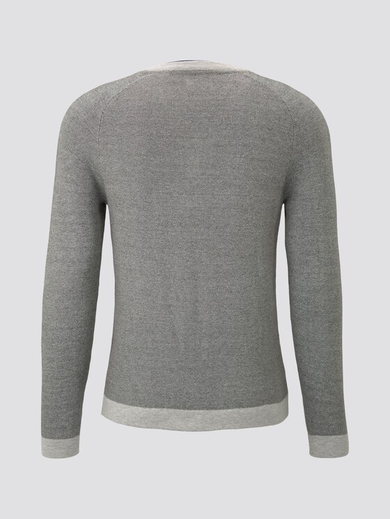 strukturierter Pullover - Männer - dark grey birdseye strukturierter Pullover - Männer - dark grey birdseye - 8 - TOM TAILOR