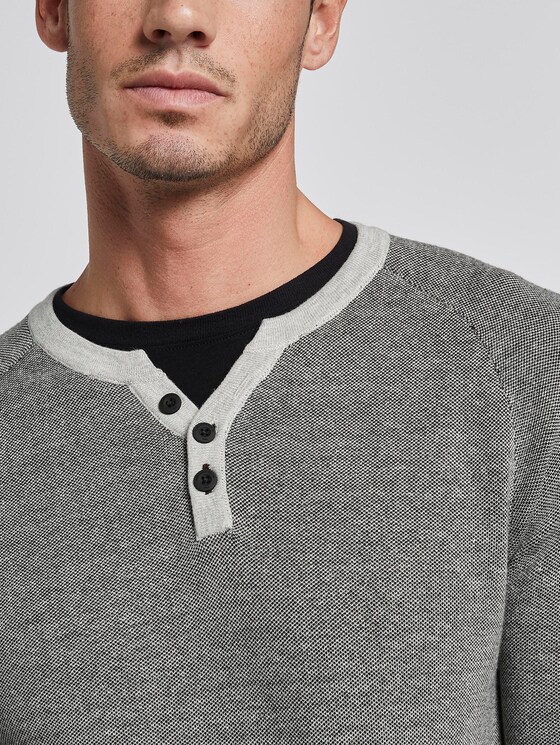 strukturierter Pullover - Männer - dark grey birdseye strukturierter Pullover - Männer - dark grey birdseye - 9 - TOM TAILOR
