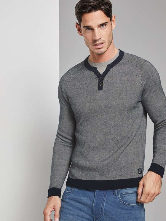 Trui met textuur - Mannen - navy offwhite birdseye Trui met textuur - Mannen - navy offwhite birdseye - 5 - TOM TAILOR