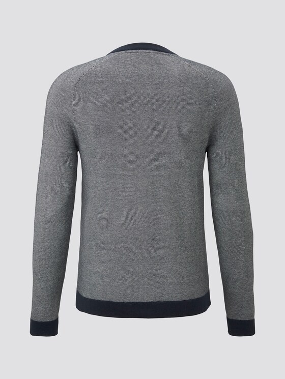Trui met textuur - Mannen - navy offwhite birdseye Trui met textuur - Mannen - navy offwhite birdseye - 8 - TOM TAILOR