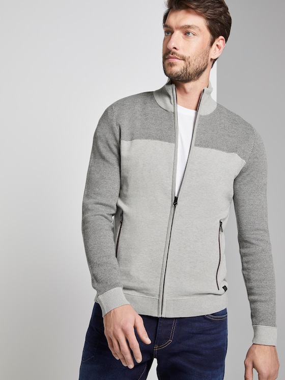 strukturierte Strickjacke - Männer - dark grey birdseye strukturierte Strickjacke - Männer - dark grey birdseye - 5 - TOM TAILOR