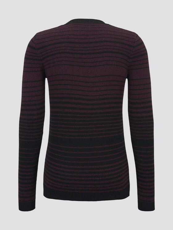 striped knitted pullover - Men - burgundy mouline colourflow striped knitted pullover - Men - burgundy mouline colourflow - 8 - TOM TAILOR