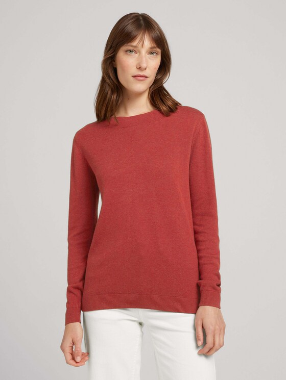 Pullover U-Boot-Ausschnitt - Frauen - dark maroon red melange Pullover U-Boot-Ausschnitt - Frauen - dark maroon red melange - 1 - TOM TAILOR