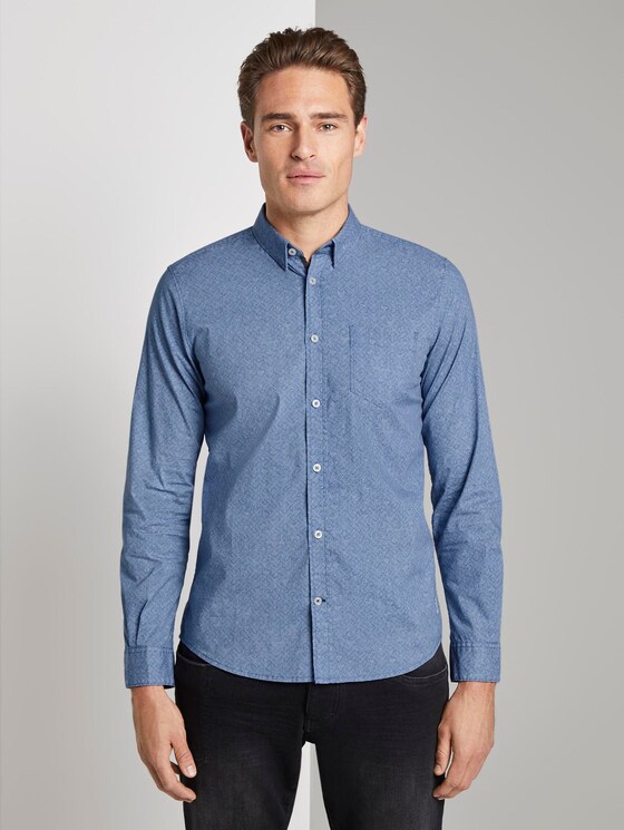 Hemd mit Allover-Print - Männer - blue lined shape design Hemd mit Allover-Print - Männer - blue lined shape design - 1 - TOM TAILOR