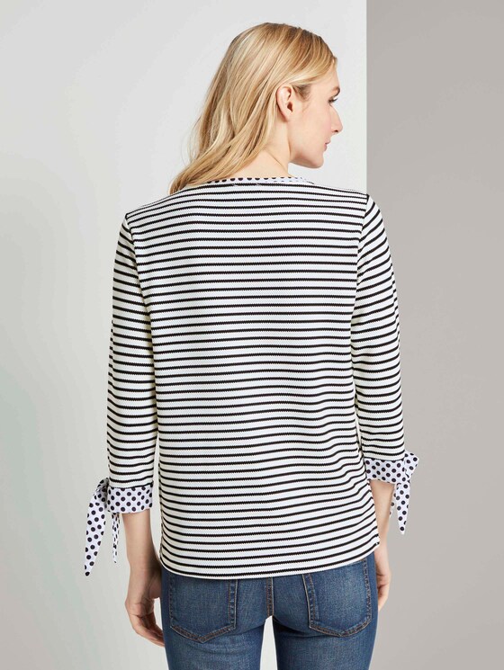 Langarmshirt mit Knotendetails - Frauen - black white stripe Langarmshirt mit Knotendetails - Frauen - black white stripe - 2 - TOM TAILOR