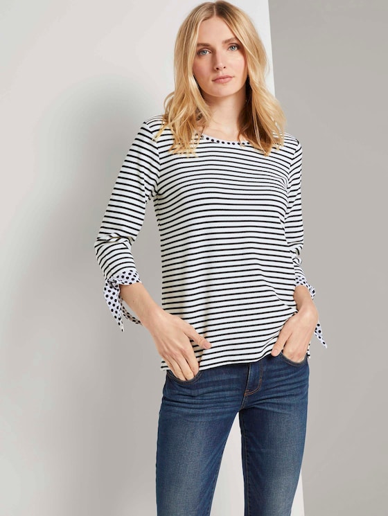 Langarmshirt mit Knotendetails - Frauen - black white stripe Langarmshirt mit Knotendetails - Frauen - black white stripe - 5 - TOM TAILOR