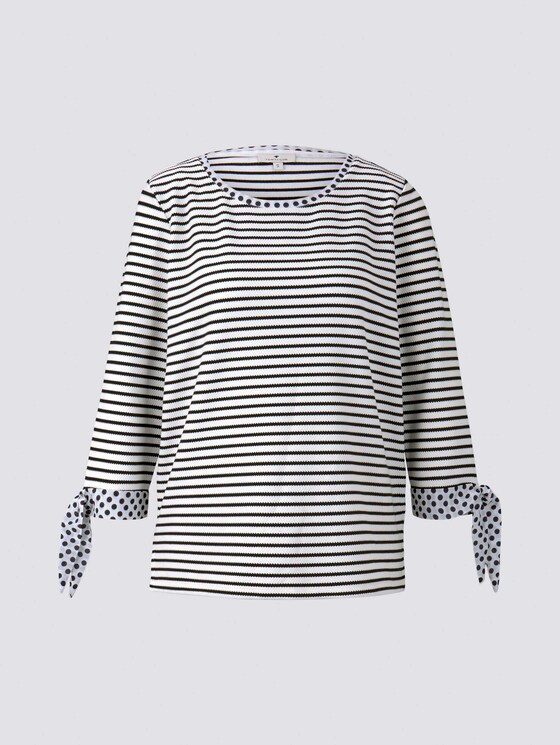 Langarmshirt mit Knotendetails - Frauen - black white stripe Langarmshirt mit Knotendetails - Frauen - black white stripe - 7 - TOM TAILOR