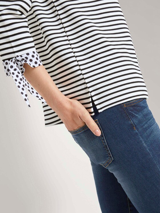 Langarmshirt mit Knotendetails - Frauen - black white stripe Langarmshirt mit Knotendetails - Frauen - black white stripe - 9 - TOM TAILOR