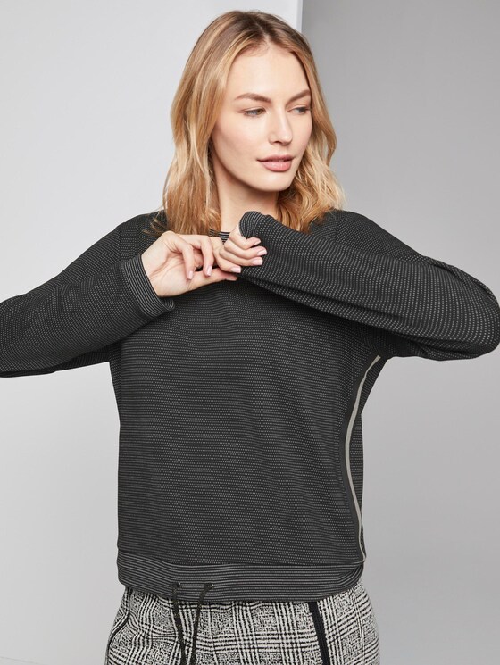 Langarmshirt mit Kordelzug - Frauen - black dotted fabric Langarmshirt mit Kordelzug - Frauen - black dotted fabric - 5 - TOM TAILOR