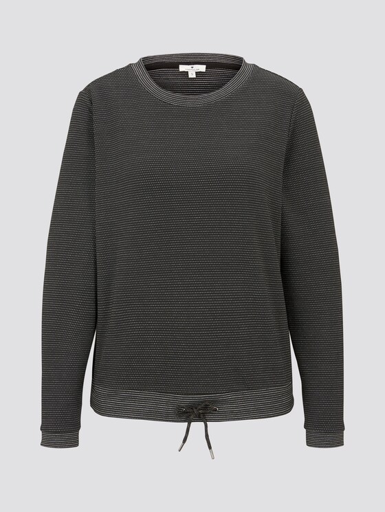 Langarmshirt mit Kordelzug - Frauen - black dotted fabric Langarmshirt mit Kordelzug - Frauen - black dotted fabric - 7 - TOM TAILOR