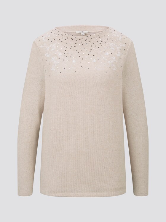 Long-sleeved shirt with print - Women - desert sand melange Long-sleeved shirt with print - Women - desert sand melange - 7 - TOM TAILOR