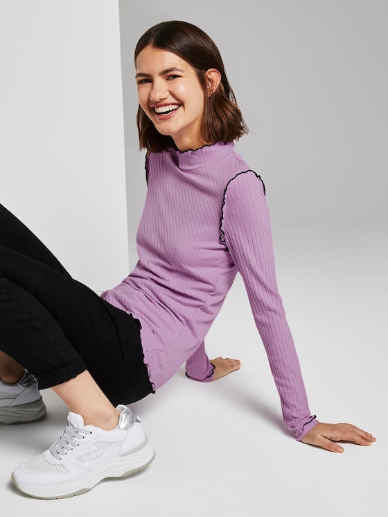 Geribbelde lange mouwen shirt - Vrouwen - sweet lavender Geribbelde lange mouwen shirt - Vrouwen - sweet lavender - 5 - TOM TAILOR Denim