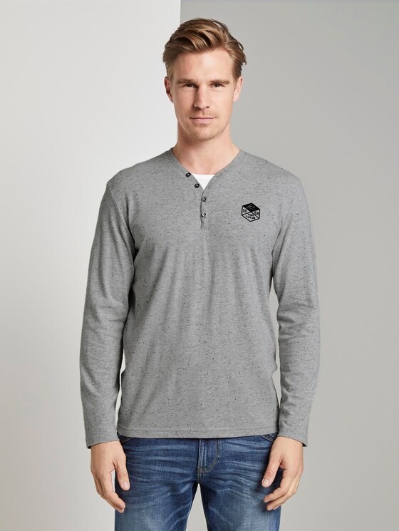Lange mouwen shirt in melange look - Mannen - Nep Light Grey Melange Lange mouwen shirt in melange look - Mannen - Nep Light Grey Melange - 1 - TOM TAILOR