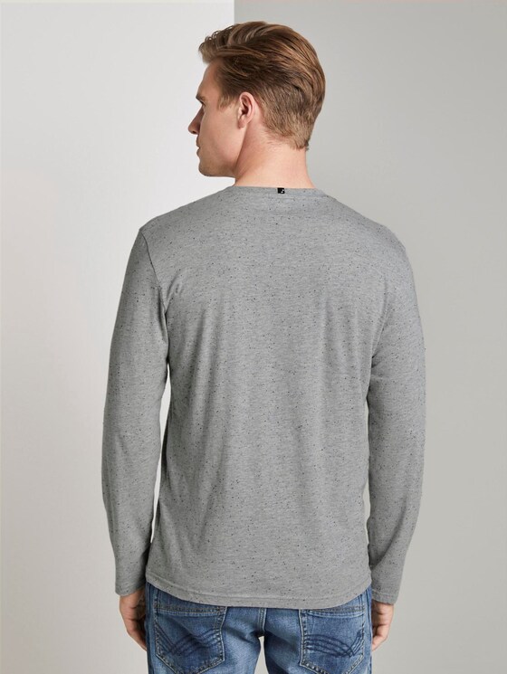 Lange mouwen shirt in melange look - Mannen - Nep Light Grey Melange Lange mouwen shirt in melange look - Mannen - Nep Light Grey Melange - 2 - TOM TAILOR