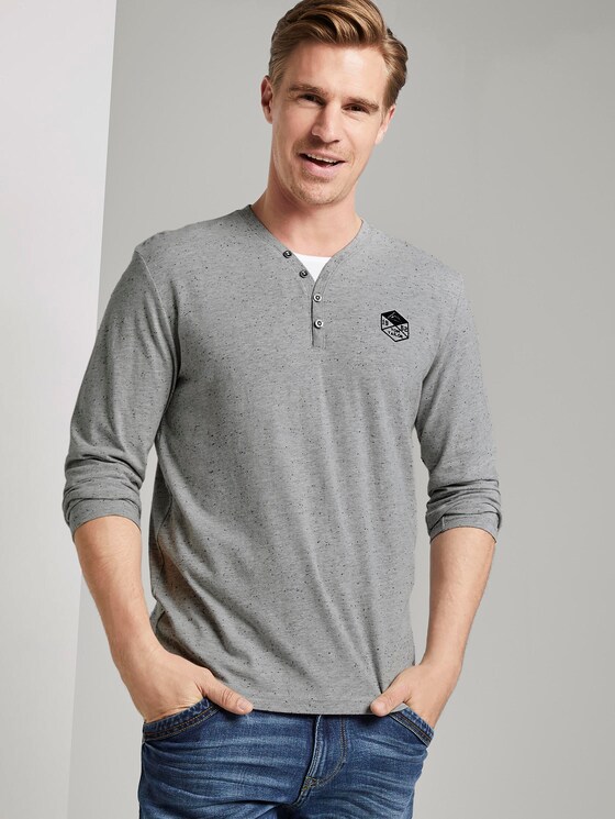 Lange mouwen shirt in melange look - Mannen - Nep Light Grey Melange Lange mouwen shirt in melange look - Mannen - Nep Light Grey Melange - 5 - TOM TAILOR