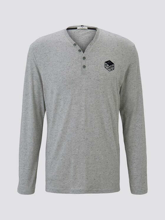 Lange mouwen shirt in melange look - Mannen - Nep Light Grey Melange Lange mouwen shirt in melange look - Mannen - Nep Light Grey Melange - 7 - TOM TAILOR