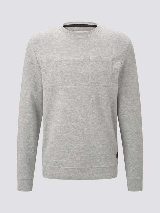 Sweater with chest pocket - Men - Middle Grey Melange Sweater with chest pocket - Men - Middle Grey Melange - 7 - TOM TAILOR