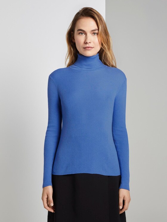 Toni Garrn: Pullover in Ripp-Optik - Frauen - sicilian blue Toni Garrn: Pullover in Ripp-Optik - Frauen - sicilian blue - 1 - TOM TAILOR