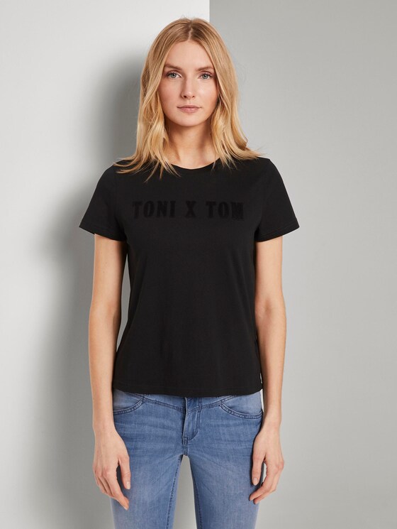 Toni Garrn: T-shirt met print - Vrouwen - Deep Black Toni Garrn: T-shirt met print - Vrouwen - Deep Black - 1 - TOM TAILOR