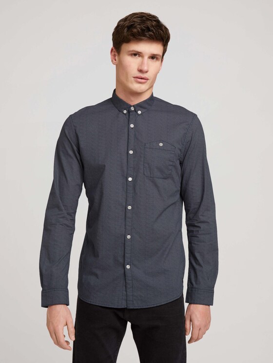 Shirt with all-over print - Men - navy dotted fan print Shirt with all-over print - Men - navy dotted fan print - 1 - TOM TAILOR Denim