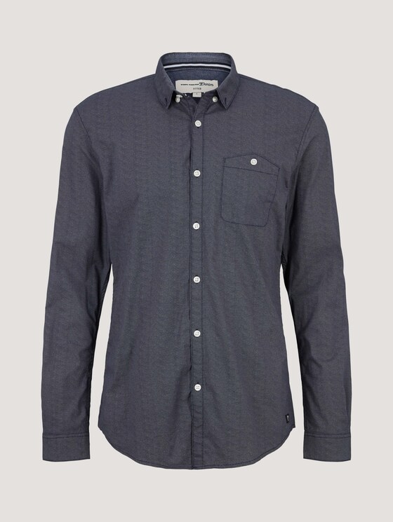 Shirt with all-over print - Men - navy dotted fan print Shirt with all-over print - Men - navy dotted fan print - 7 - TOM TAILOR Denim
