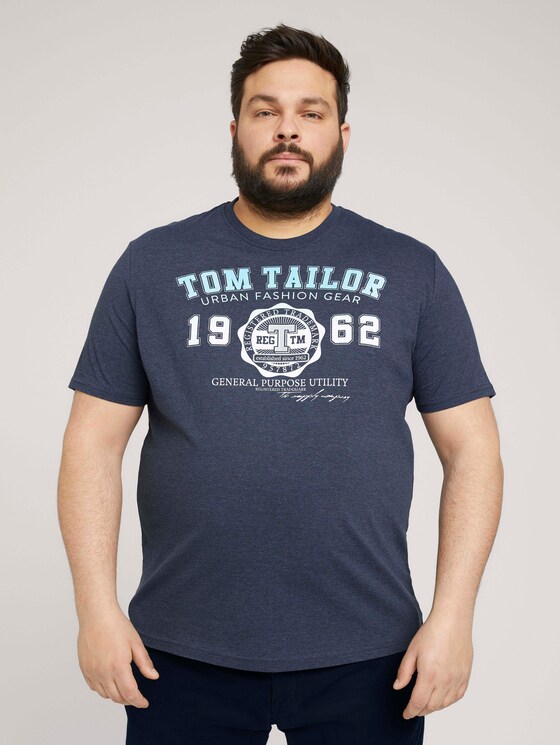 T-Shirt mit Logo-Print - Männer - sky captain blue white melange T-Shirt mit Logo-Print - Männer - sky captain blue white melange - 1 - Men Plus