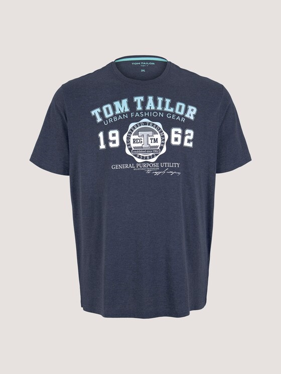 T-Shirt mit Logo-Print - Männer - sky captain blue white melange T-Shirt mit Logo-Print - Männer - sky captain blue white melange - 7 - Men Plus