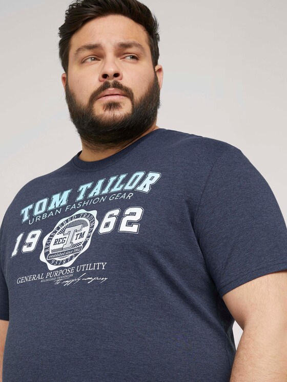 T-Shirt mit Logo-Print - Männer - sky captain blue white melange T-Shirt mit Logo-Print - Männer - sky captain blue white melange - 9 - Men Plus